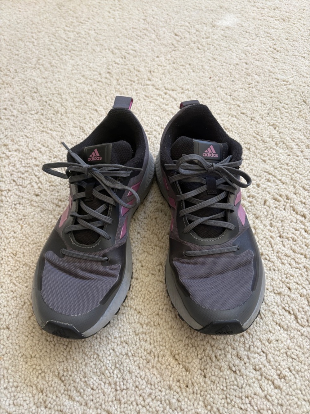 adidas Gray and Pink Lightweight Running Sneakers